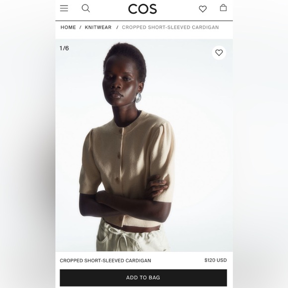 COS CROPPED SHORT-SLEEVED CARDIGAN - Picture 1 of 2